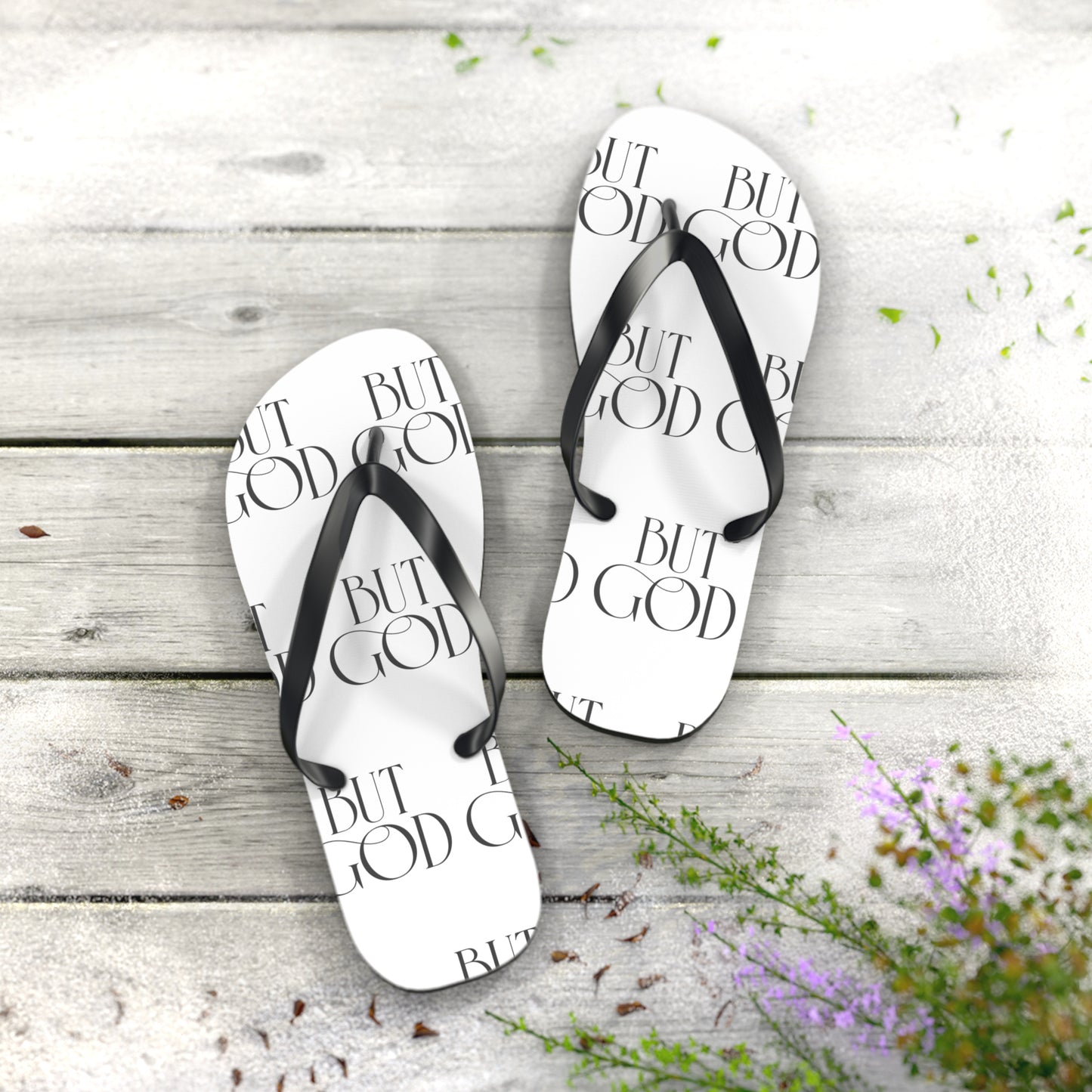 Copy of But God Flip Flops — Black Inspirational Christian Beach Sandals