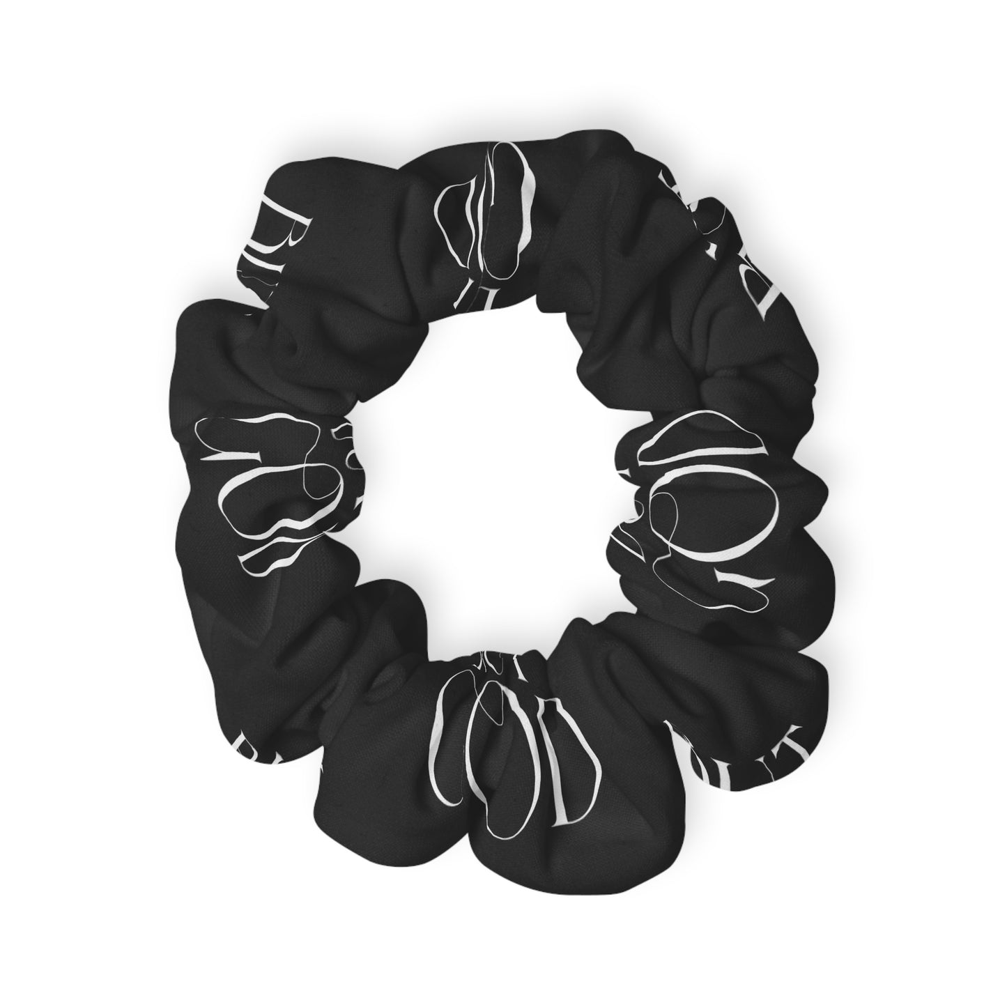 Black Minimal Line Art Scrunchie — Modern Monochrome Hair Accessory
