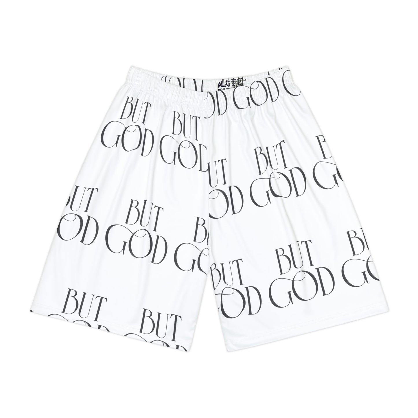 But God Athletic Shorts — White All-Over-Print Men’s Sports Shorts