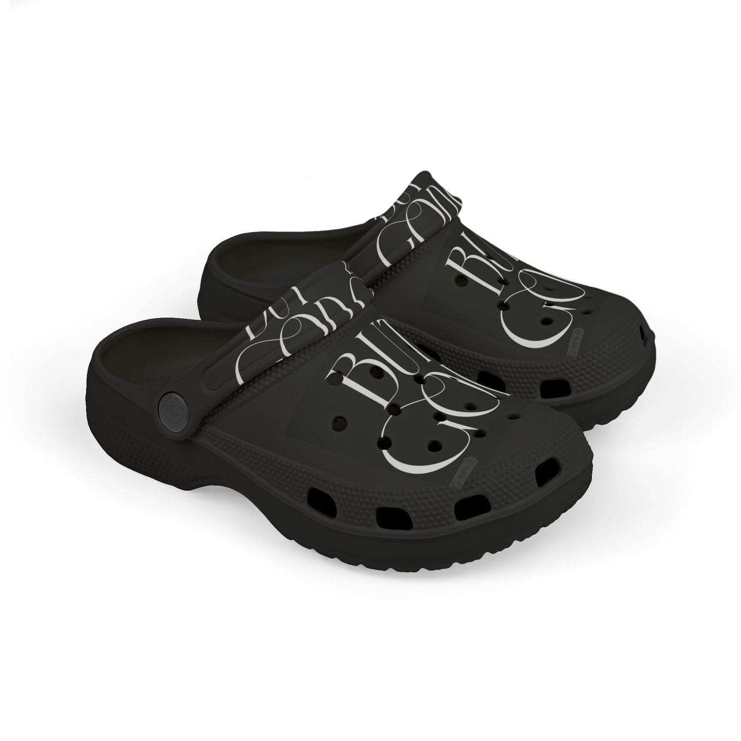 Kids Foam Clogs — White 'Cool' All-Over Print Slip-Ons