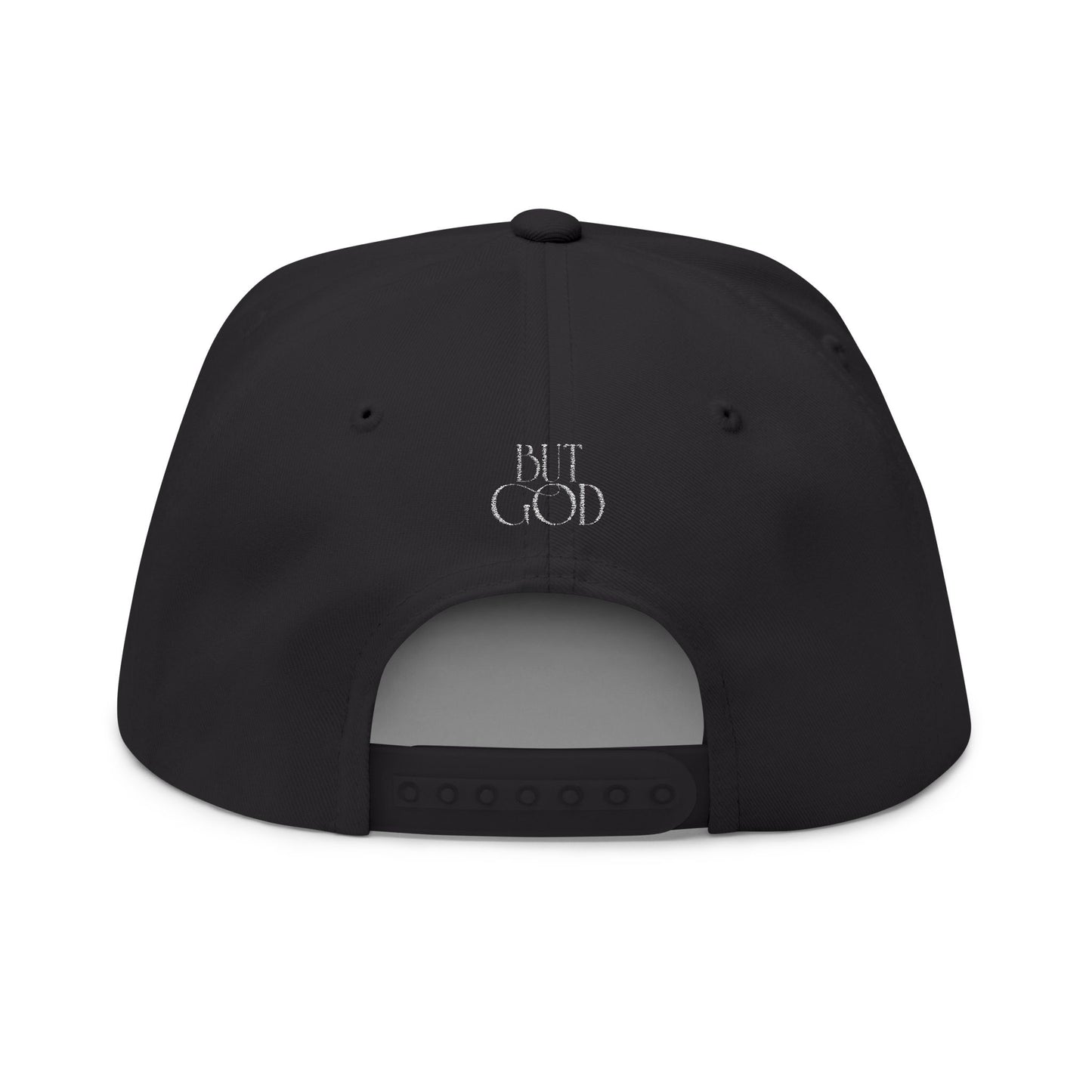But God Embroidered Flat Bill Cap — Christian Snapback Hat