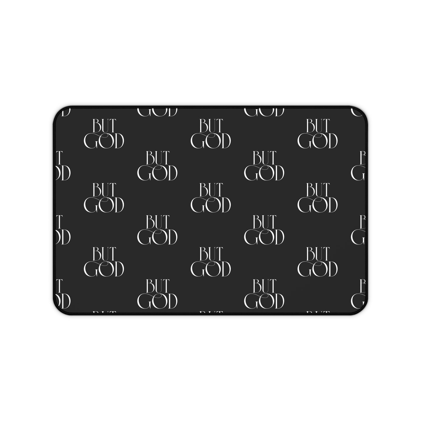 But God Pattern Desk Mat — Black Inspirational Office Desk Pad