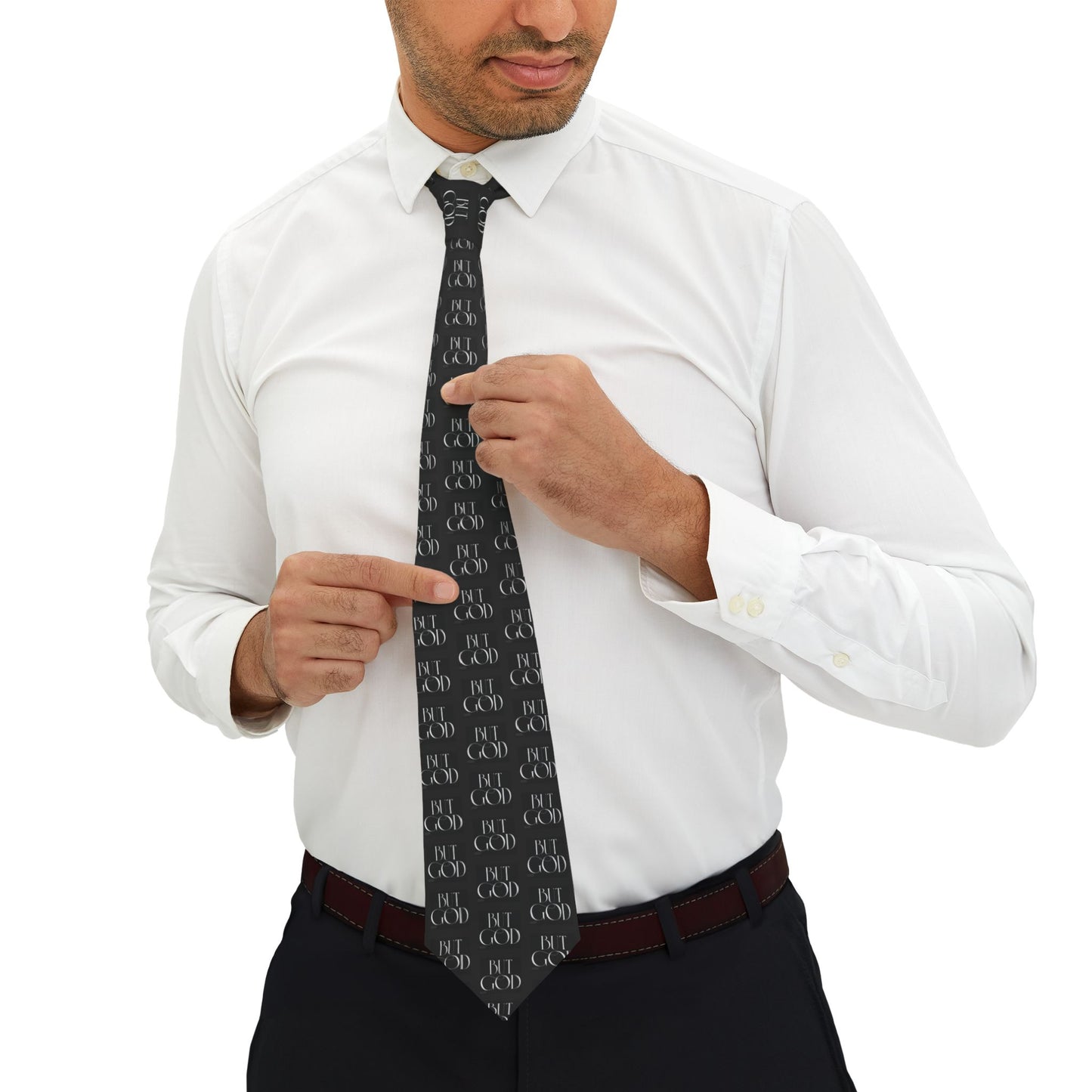 Black Geometric Pattern Necktie — Subtle Textured Squares Formal Tie