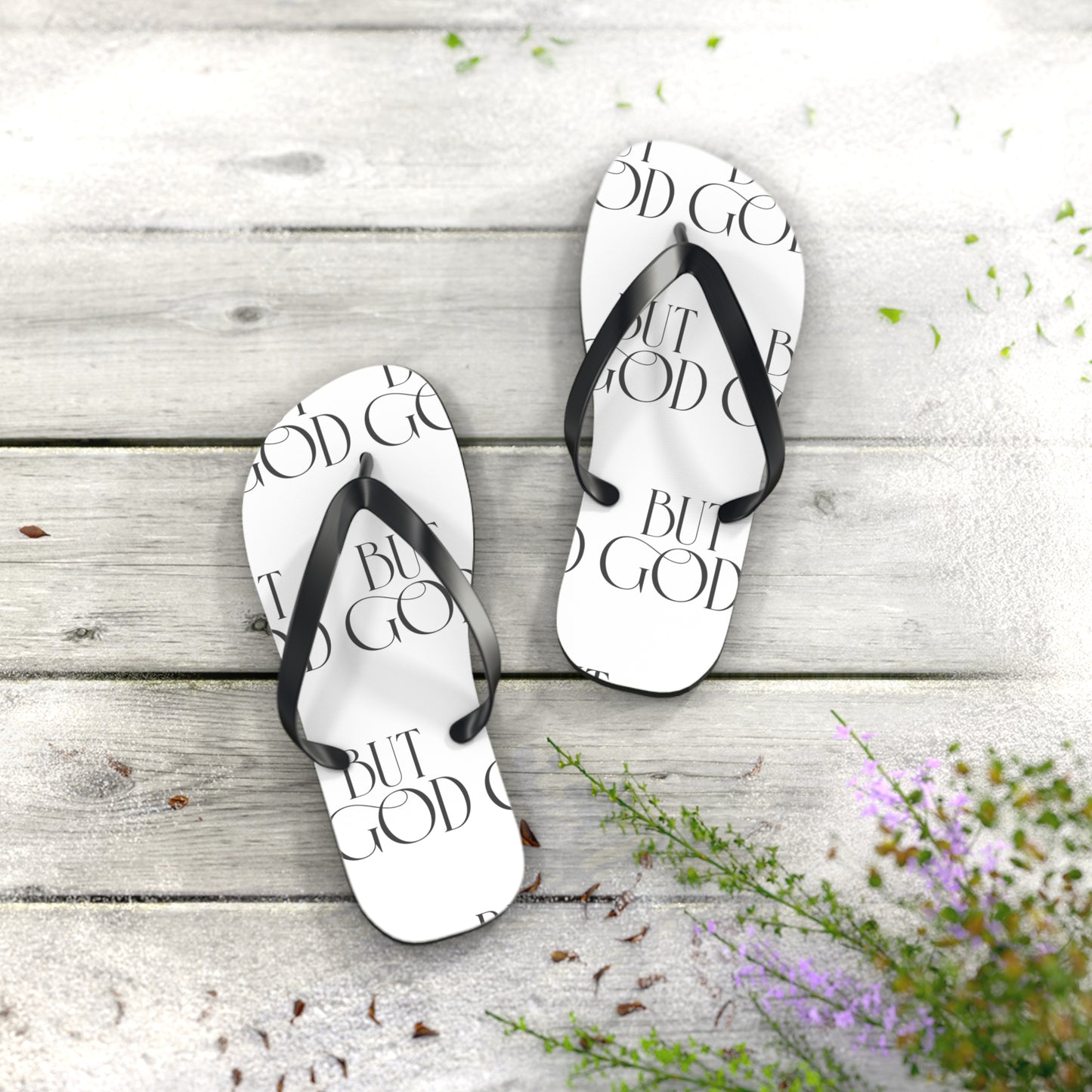 Copy of But God Flip Flops — Black Inspirational Christian Beach Sandals