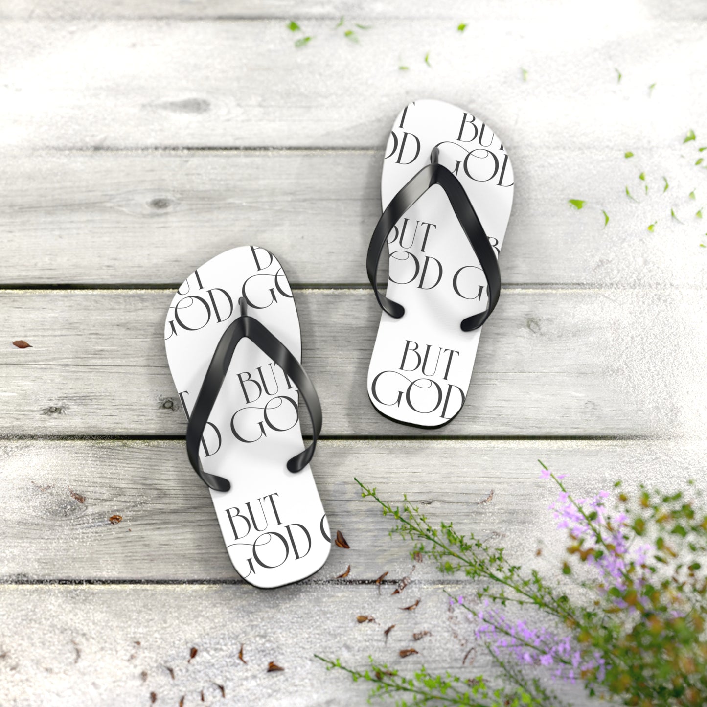 Copy of But God Flip Flops — Black Inspirational Christian Beach Sandals