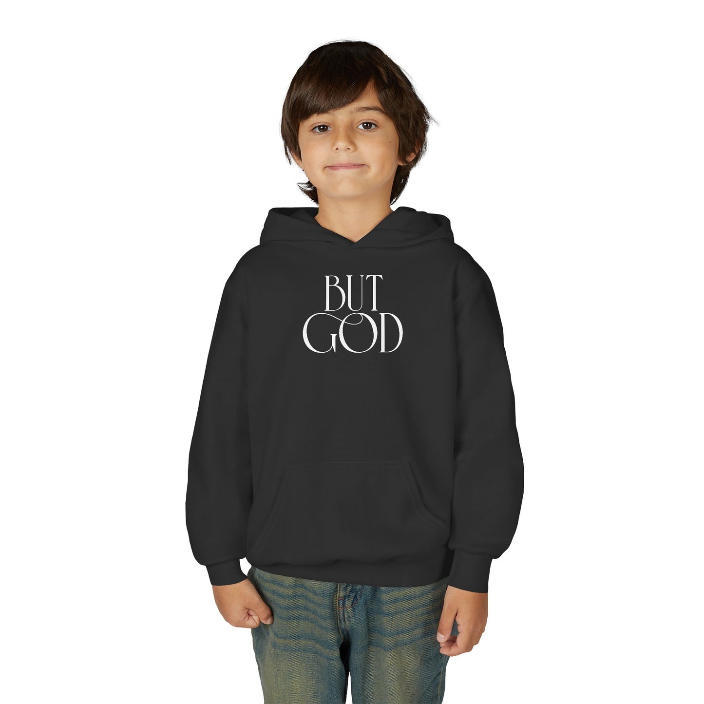 Youth Hoodie — 'But God' Inspirational Graphic Pullover