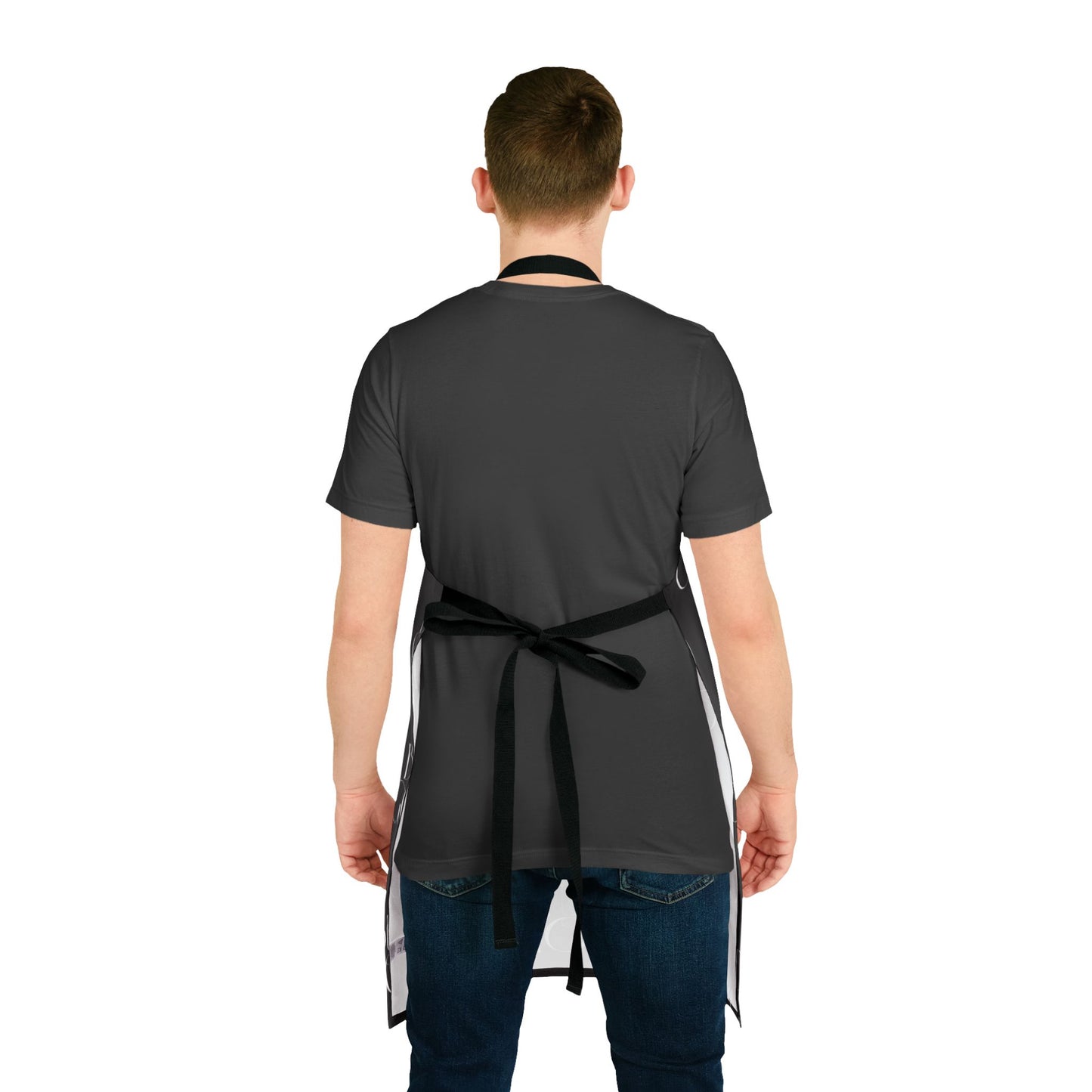 Bib Apron — Repeating "But God" Script Pattern, Christian Kitchen Apron