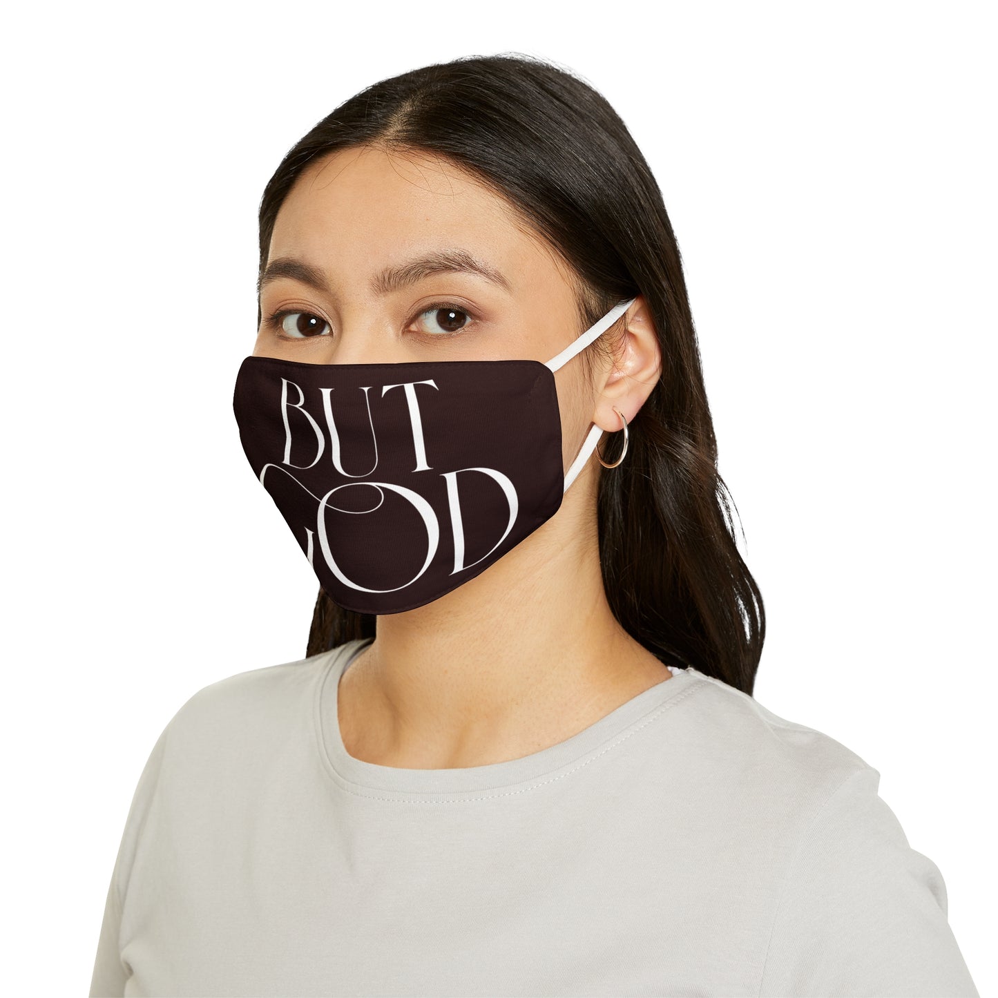 Face Mask — "But God" Minimalist Black Polyester Faith Mask