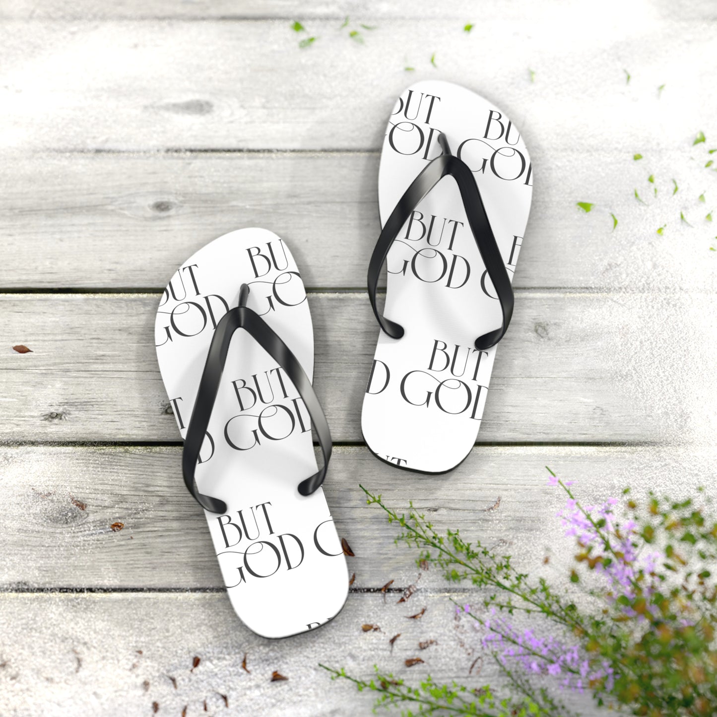 Copy of But God Flip Flops — Black Inspirational Christian Beach Sandals
