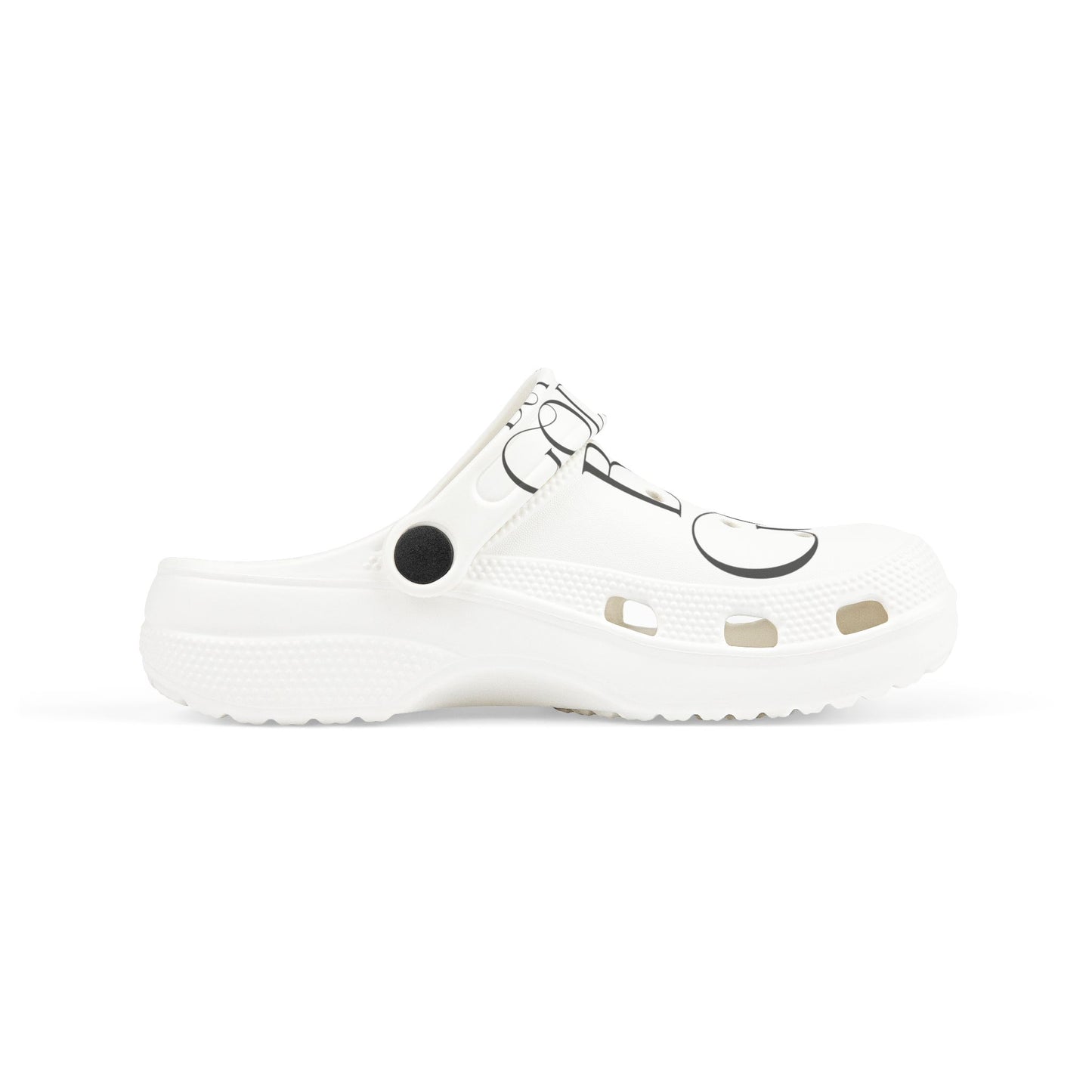 Kids Foam Clogs — White 'Cool' All-Over Print Slip-Ons