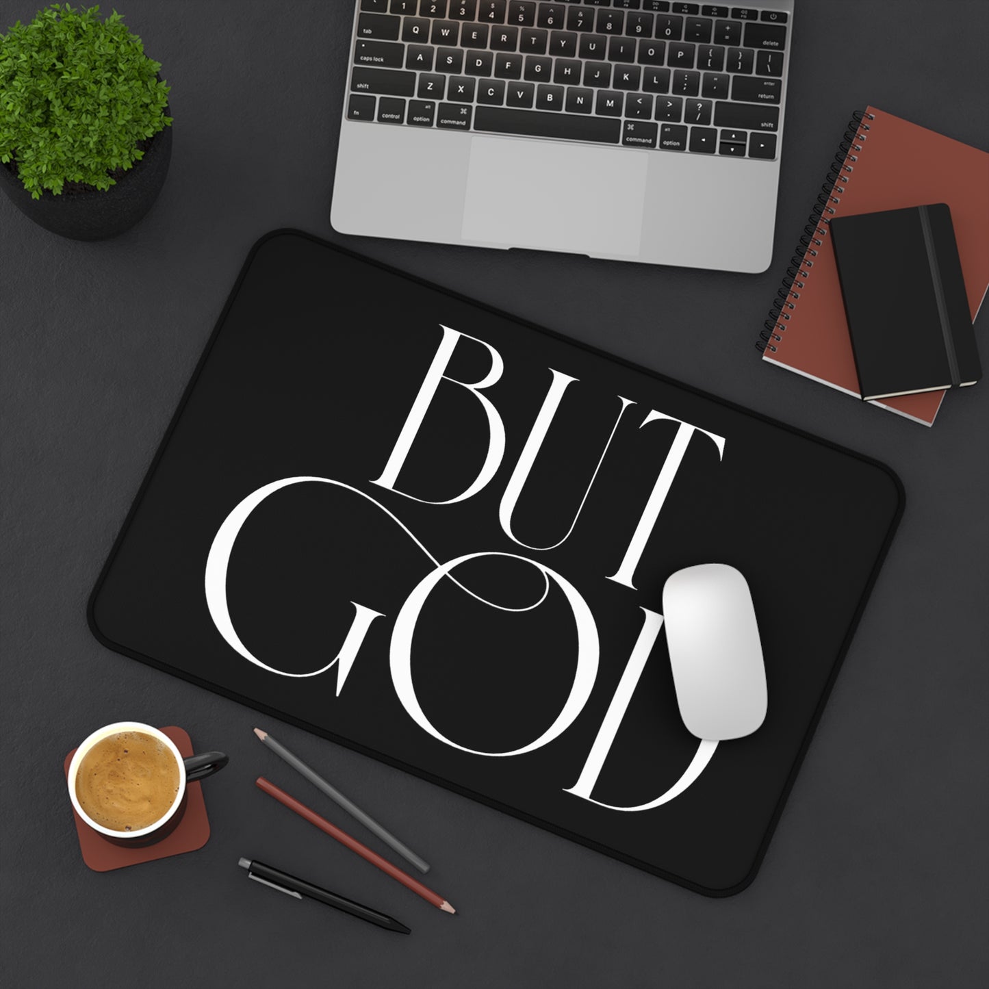 Copy of Desk Mat — Minimalist "BUT GOD" Inspirational Desk Mat for Christian Home Office