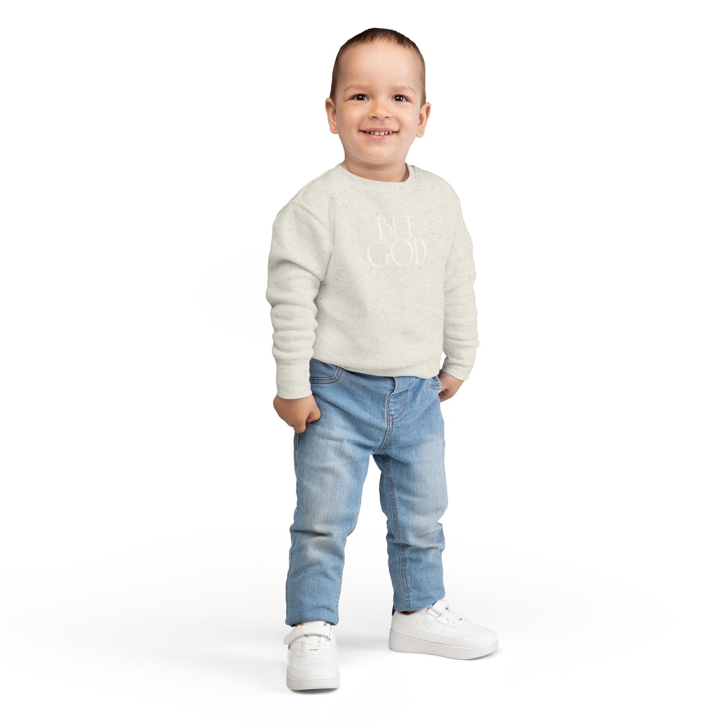 Toddler Sweatshirt — 'But God' Minimalist Christian Kids Pullover