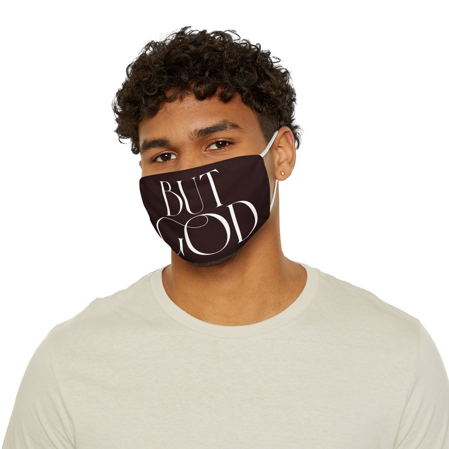 Face Mask — "But God" Minimalist Black Polyester Faith Mask