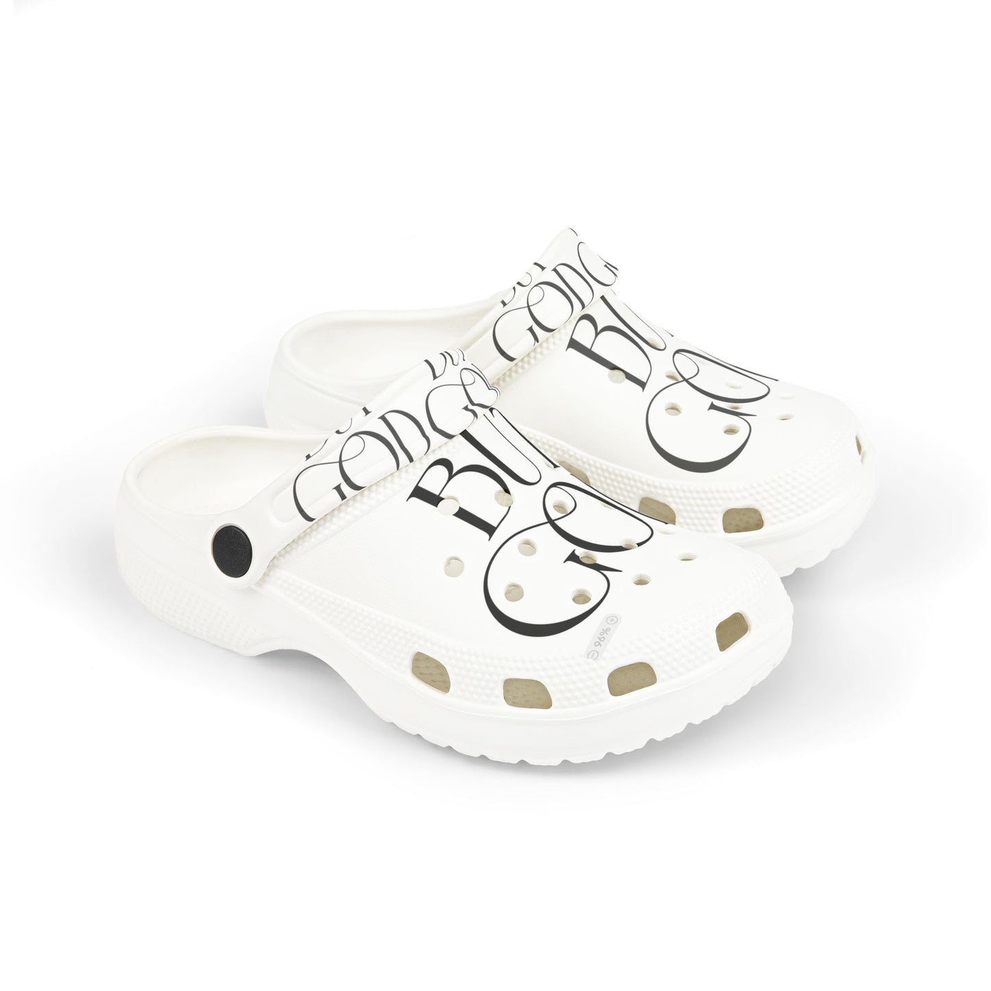 Kids Foam Clogs — White 'Cool' All-Over Print Slip-Ons