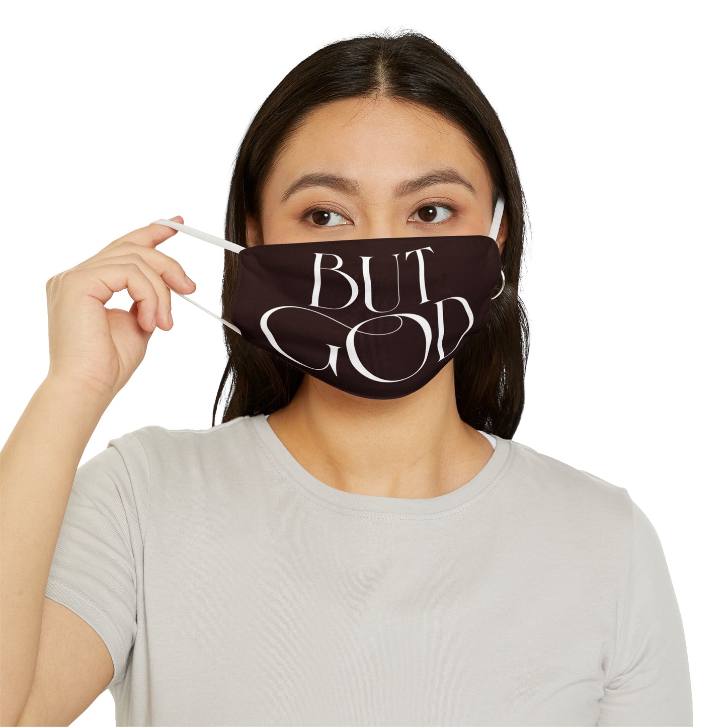 Face Mask — "But God" Minimalist Black Polyester Faith Mask