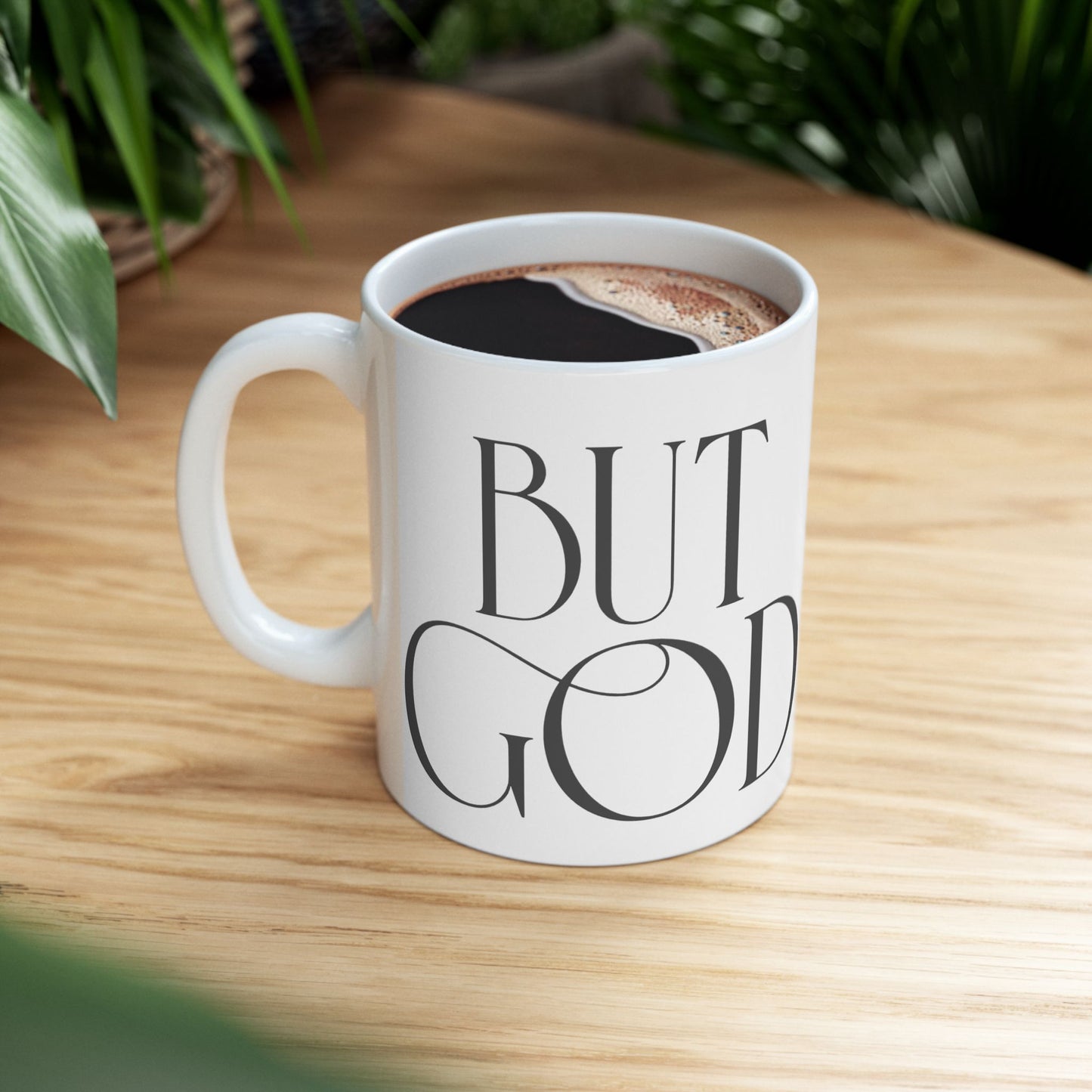 Good God Ceramic Mug — Elegant Script Coffee Cup (11oz & 15oz)