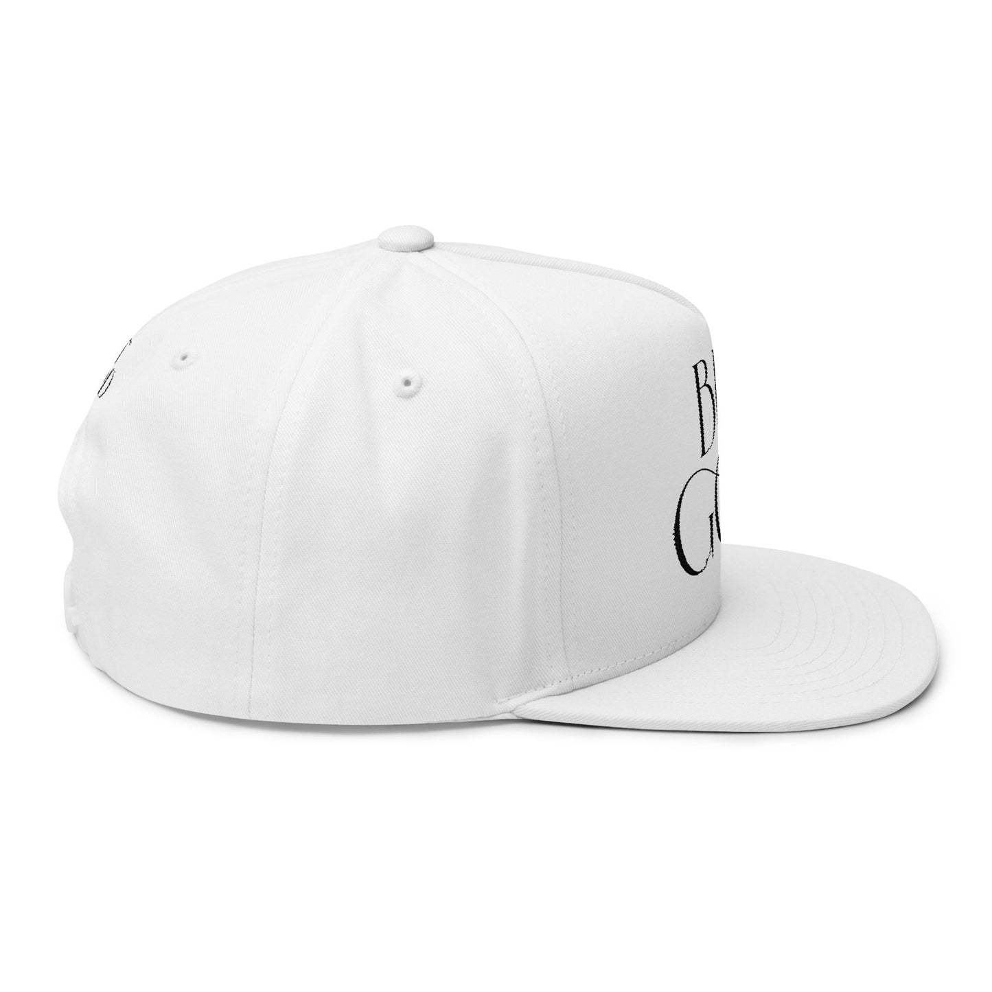 Copy of But God Embroidered Flat Bill Cap — Christian Snapback Hat