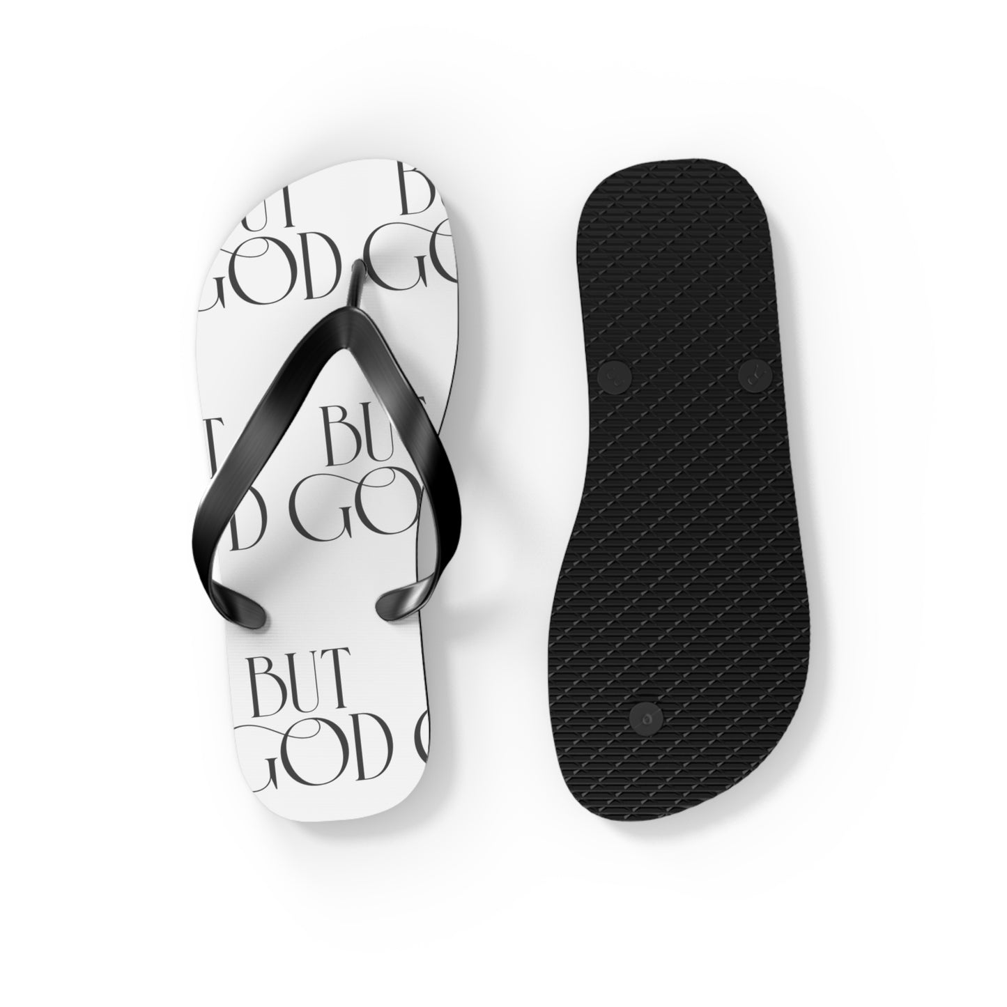 Copy of But God Flip Flops — Black Inspirational Christian Beach Sandals